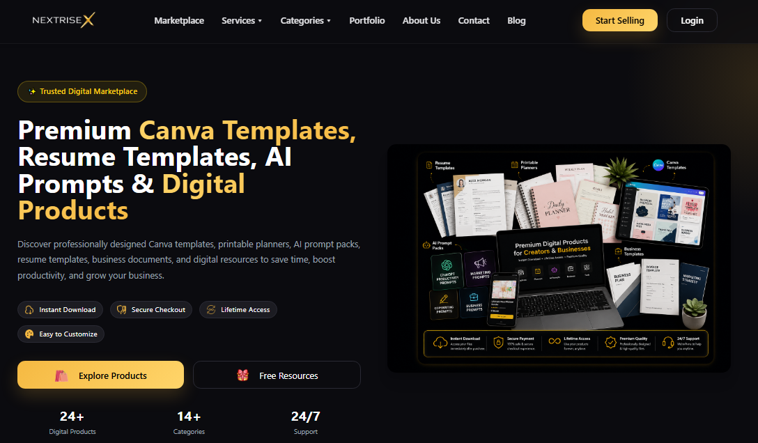 NextRiseX Digital Marketplace Homepage