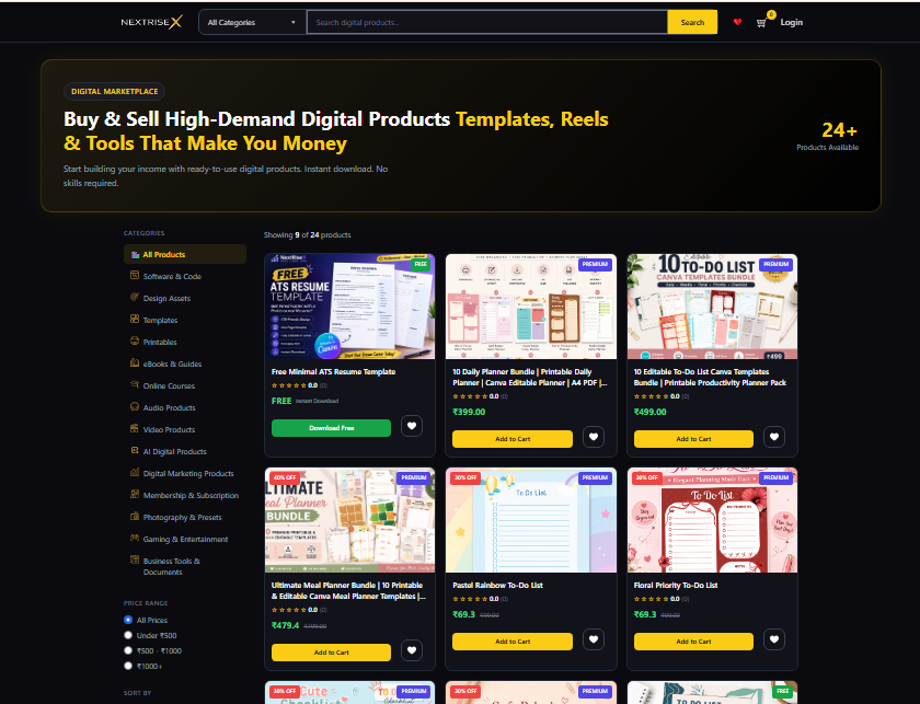 NextRiseX Digital Product Screenshot