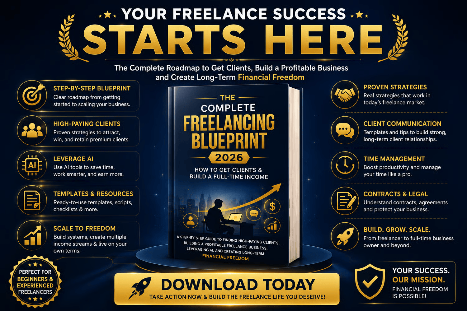 The Complete Freelancing Blueprint 2026 – 250+ Page Guide, Client Templates & AI Tools Bundle