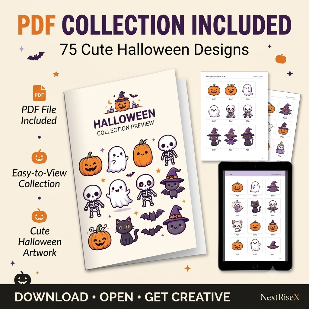 75 Cute Halloween PNG Clipart Bundle