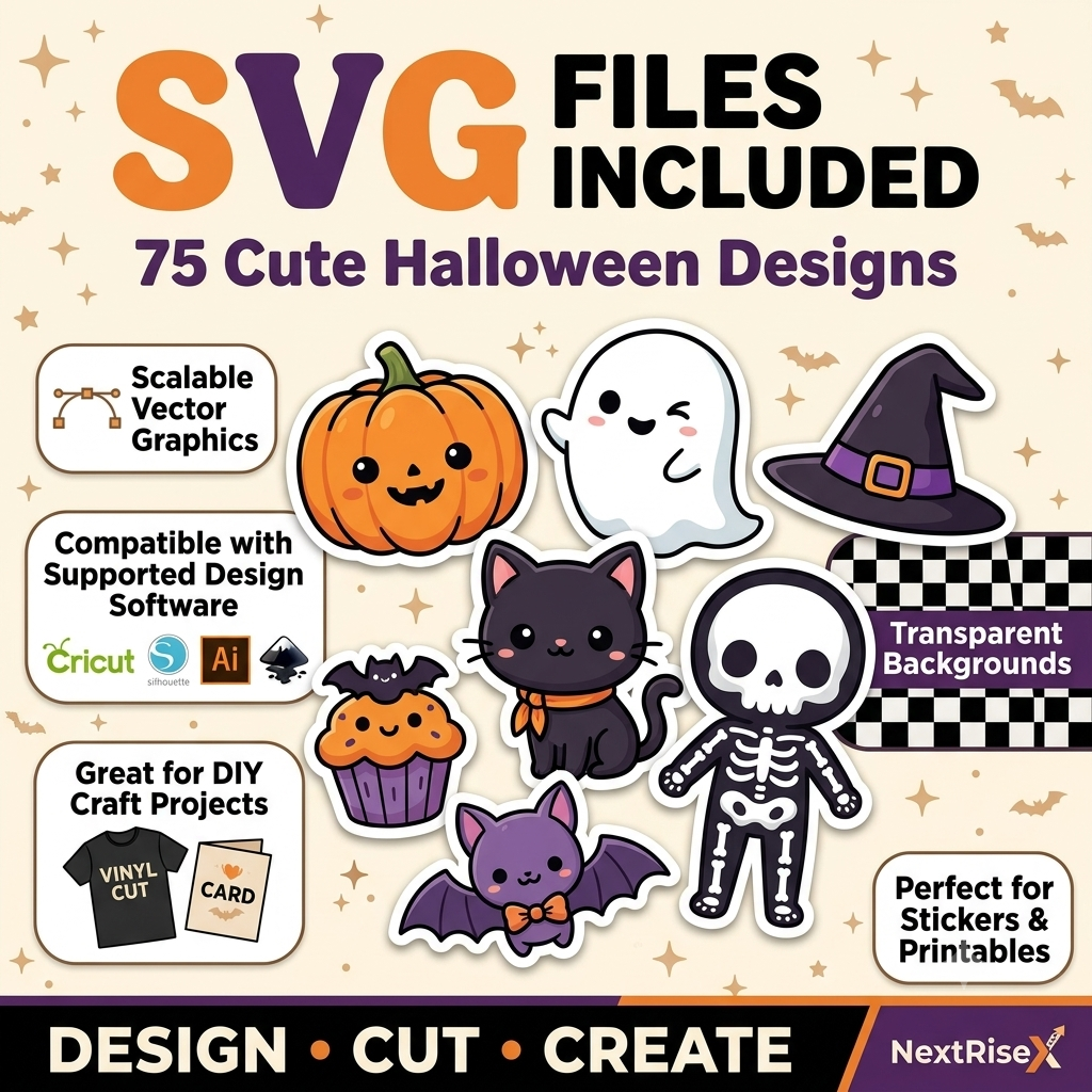 75 Cute Halloween PNG Clipart Bundle